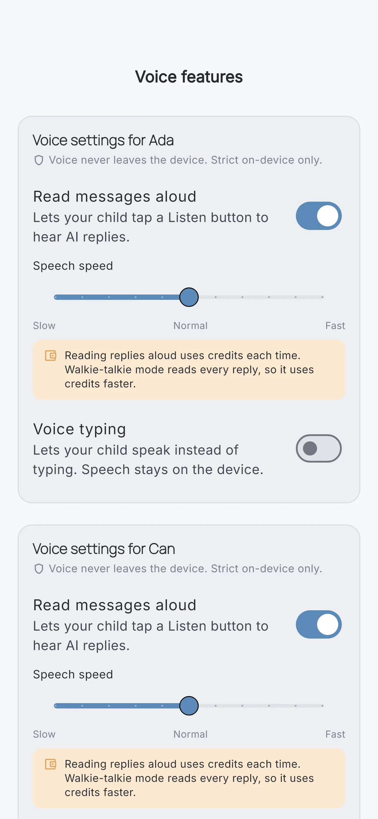 Voice settings