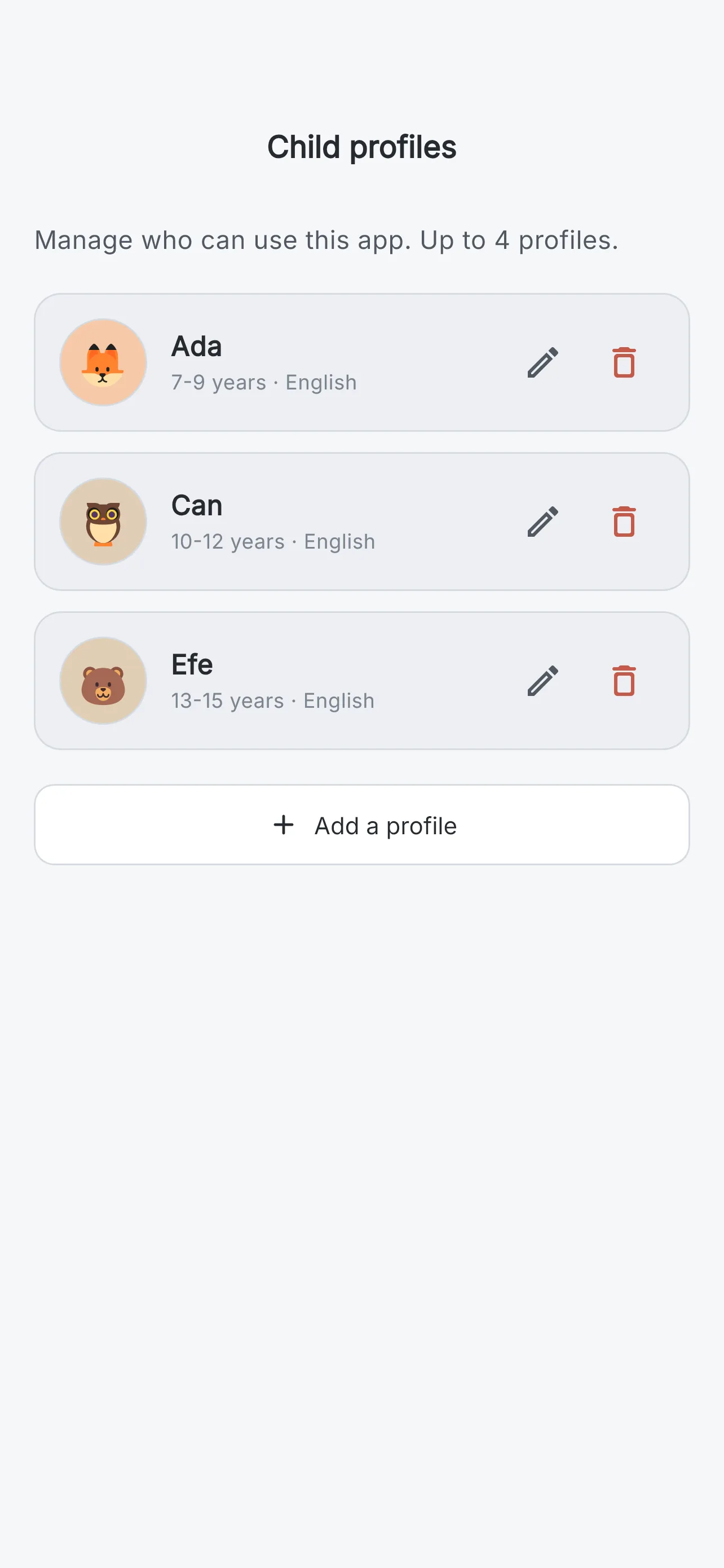 Multiple child profiles on one account